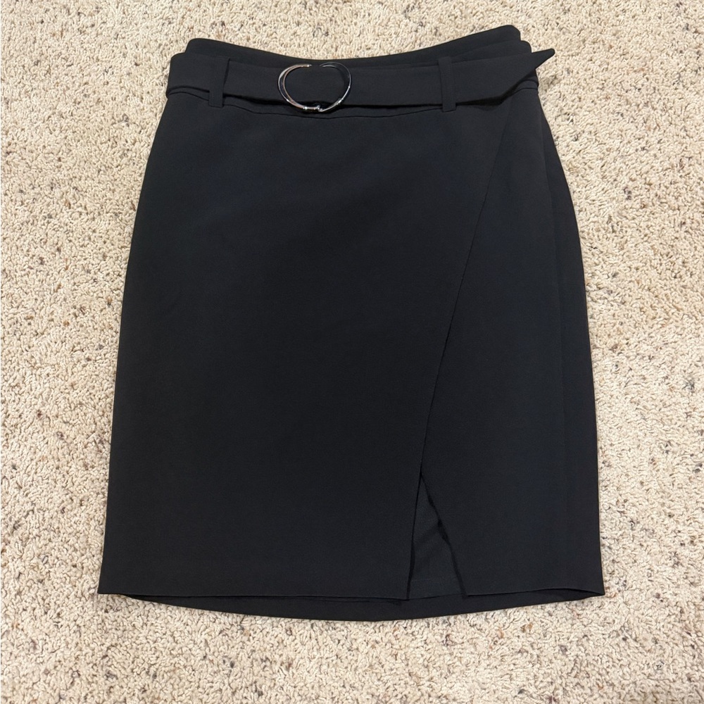 Express Black Pencil Skirt with Belt Detail